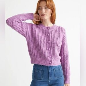 & Other Stories Paris Atelier Purple Cropped Sparkle Cardigan | Size M